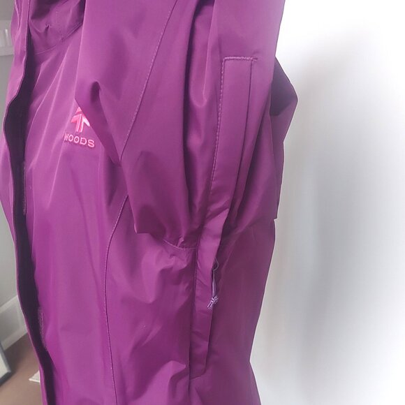Woods Canatite Hooded Rain Jacket in Purple with Fuschia Lining - Size S - Picture 8 of 14